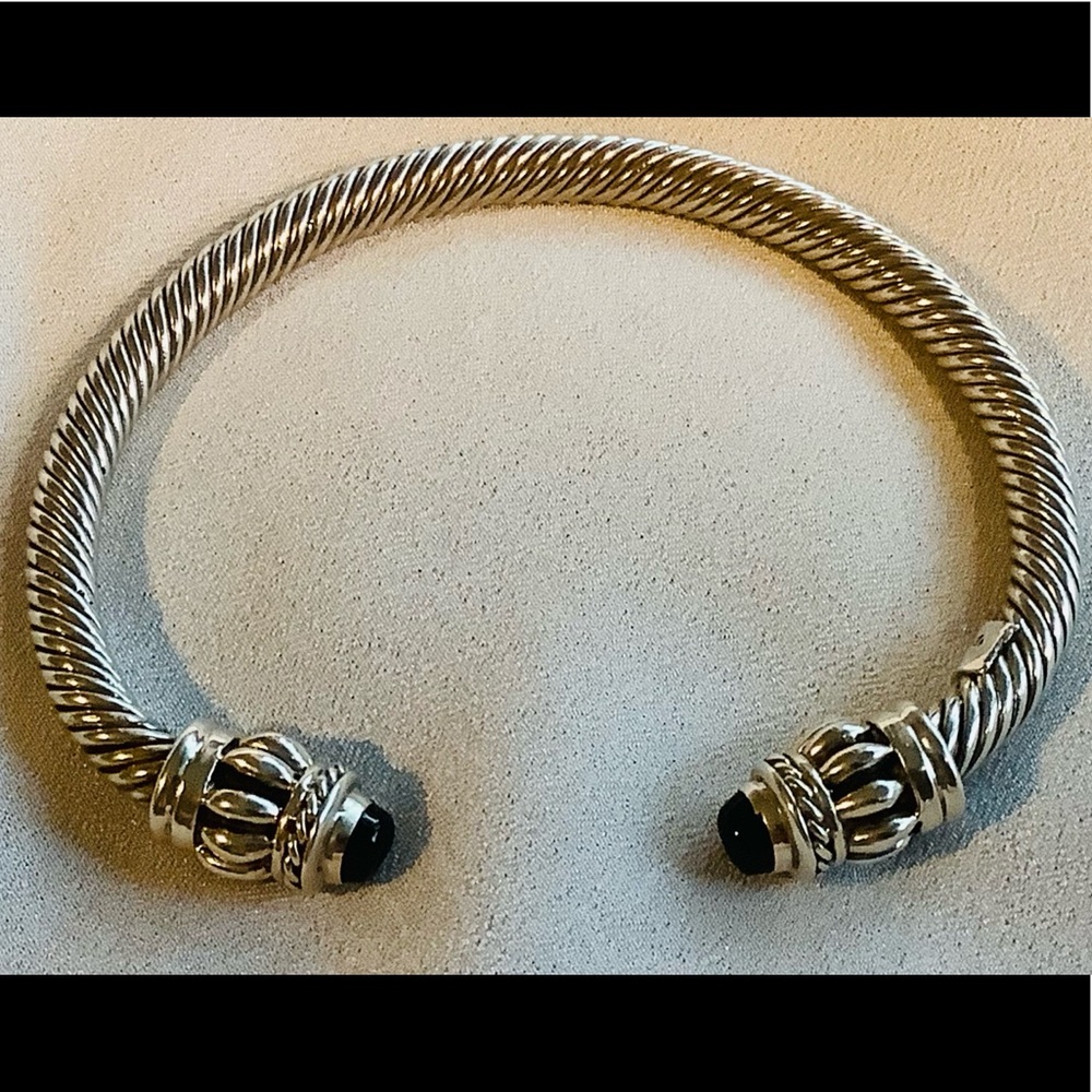Vintage Mexican 925 silver cable cuff bracelet